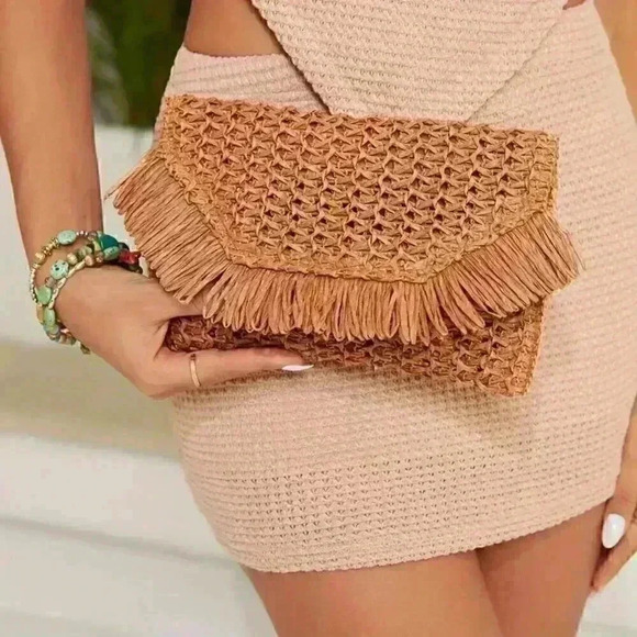 Straw Clutch Handbag - Picture 2 of 7